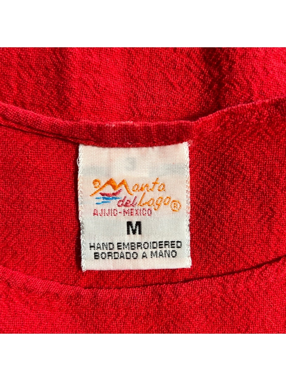 Manta del Lago NWT Women's Bohemian Red Short Sleeve Cotton Top Medium Casual - Picture 6 of 7